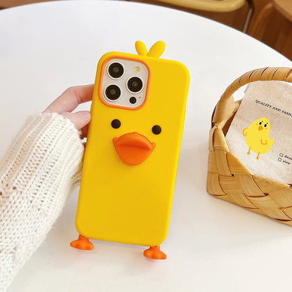 Cute Cartoon Yellow Duck Soft Silicone Case Cover For iPhone