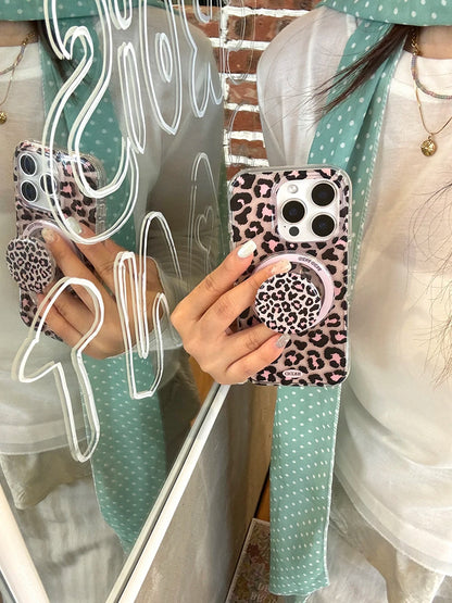 Luxury Leopard Magsafe Grip Tok Phone Case