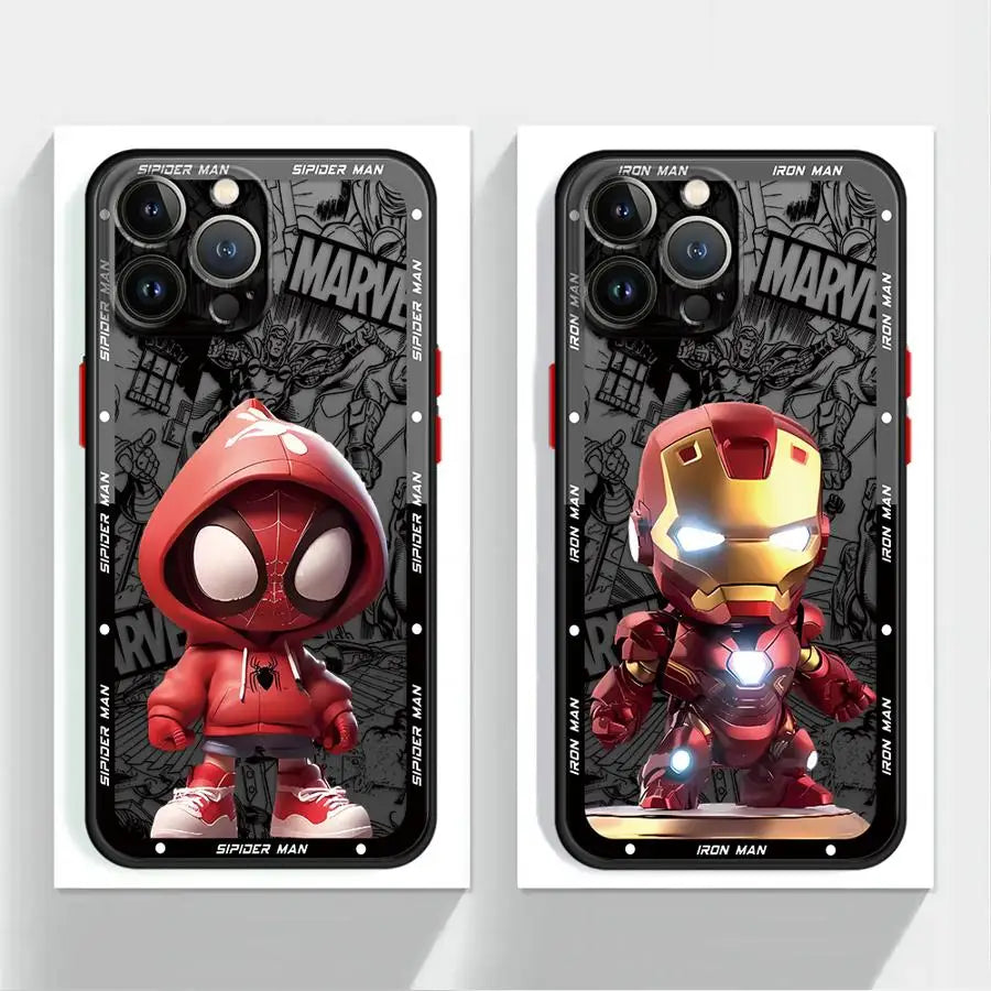 Case For iPhone Funda Back Phone Cover Marvel Sipiderman Ironman