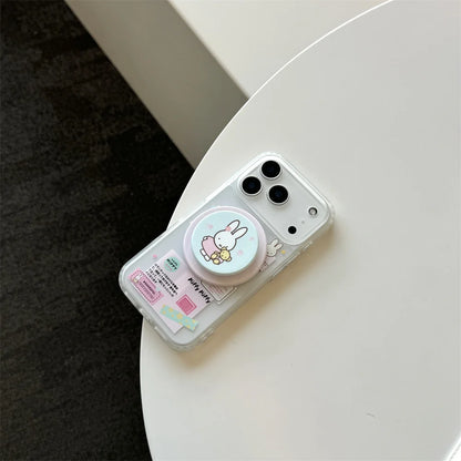 Korean Cute Rabbit MagSafe Card Holder iPhone Case
