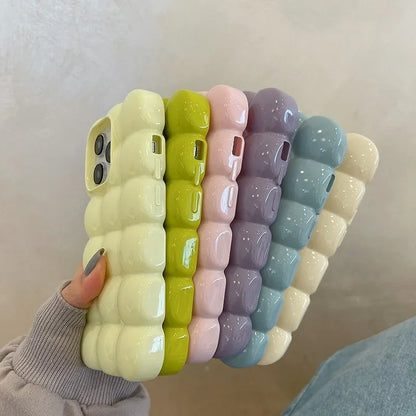 Cute Cartoon 3D Block Lattice Case For iPhone