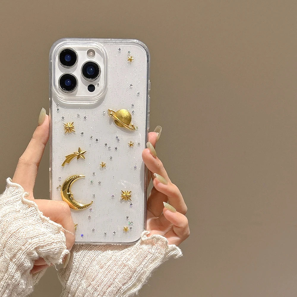 Luxury Glitter Stars Moon Silicone Phone Case