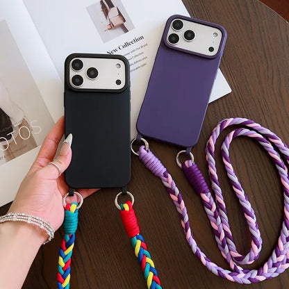 Fashion Lanyard Case For iPhone Shockproof Candy Crossbody Neck Cord Braid Strap Cover