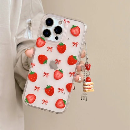 Cute Bowknot Strawberry Glitte Phone Case
