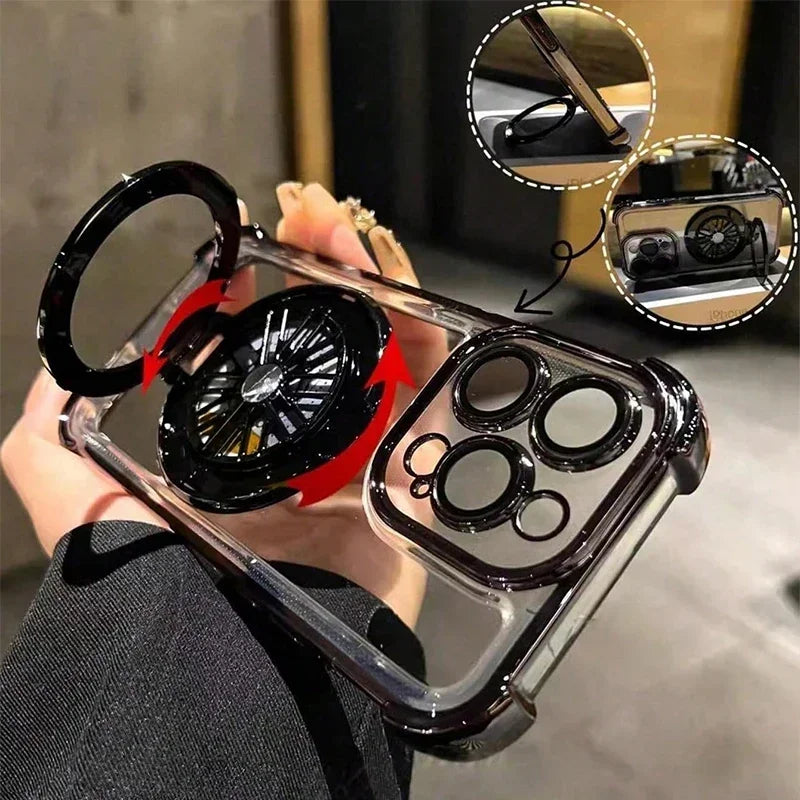 Luxury Magnetic Rotating Gyroscopic Bracket Phone Case For iPhone