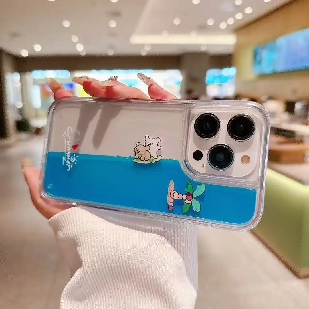 Green Leaf Slider Line Dog Sand Flow Phone Case