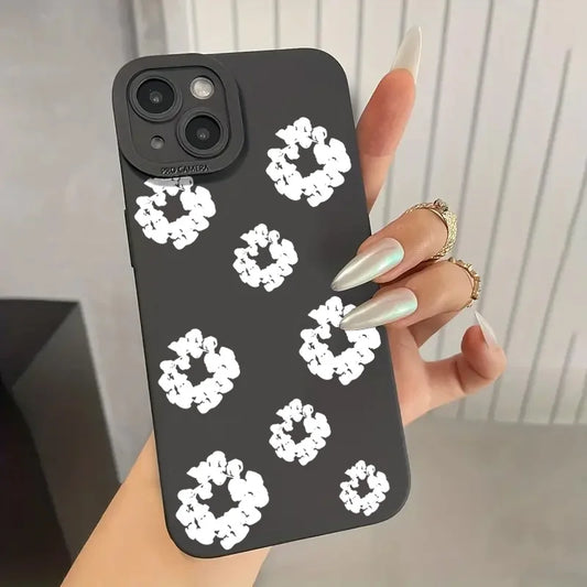 Cases iPhone Black Stylish Flower Patterned Design Phone Cover
