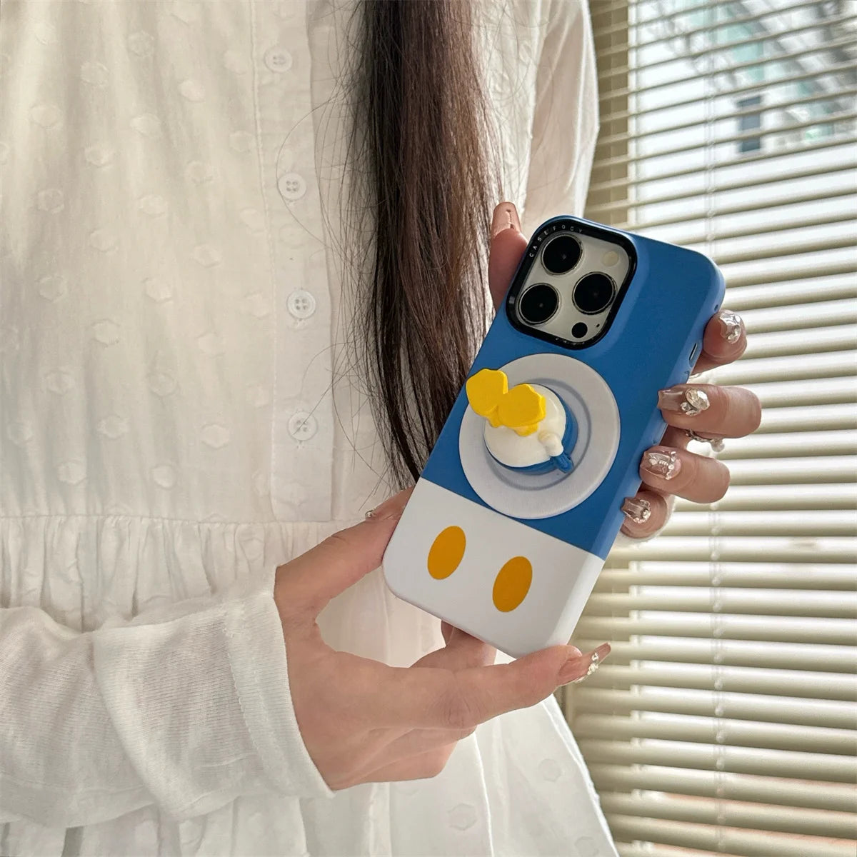 New Cartoon Mickey and Minnie Bottom Stand Phone Case For iPhone