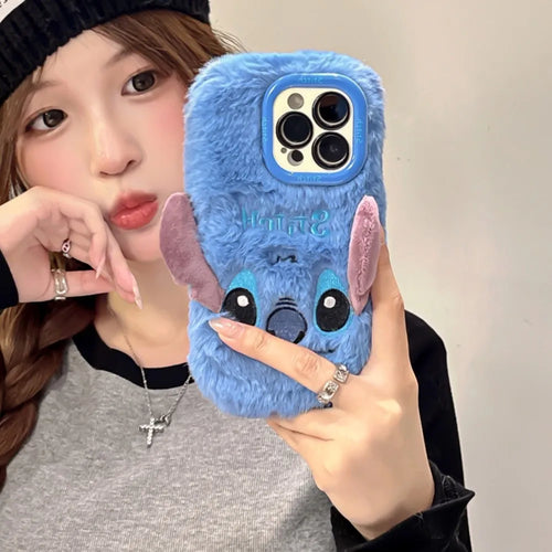 Plush Embroidered 3D Cartoon Stitch Phone Case