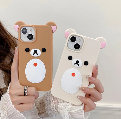 Fashion Cute 3D Cartoon Rilakkuma Bear Soft Silicone Phone Case Back Cover For iPhone