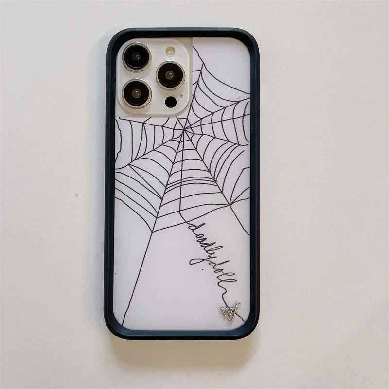 Wildflower 3D Web English Skull Head Phone Case For iPhone