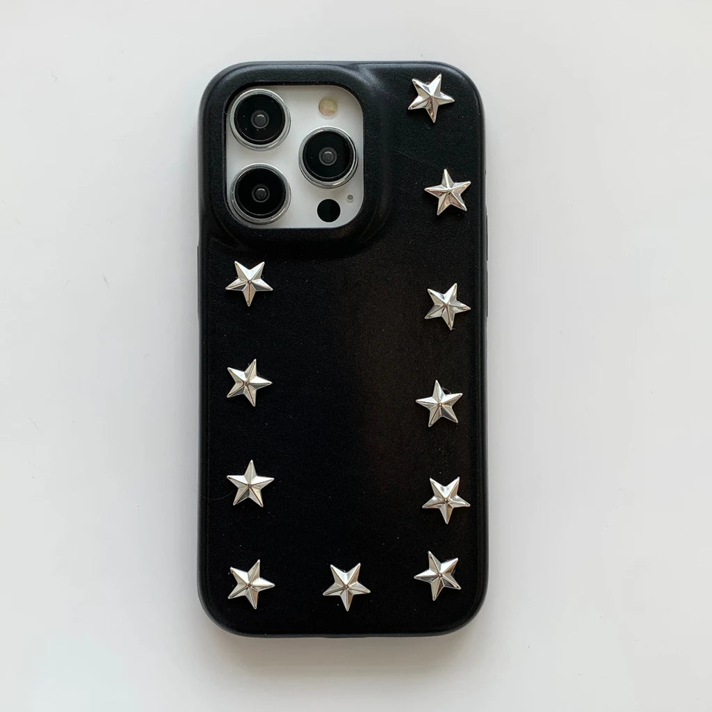 Cowboy Metal Star Leather Shockproof Case For iPhone