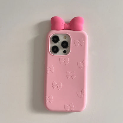 Cute Bowknot Cartoon Tie Silicone Phone Case