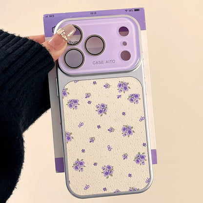 Luxury Ins Flower Large Window Phone Case For iPhone Camera Film Protector Shockproof Ultra Slim Cover