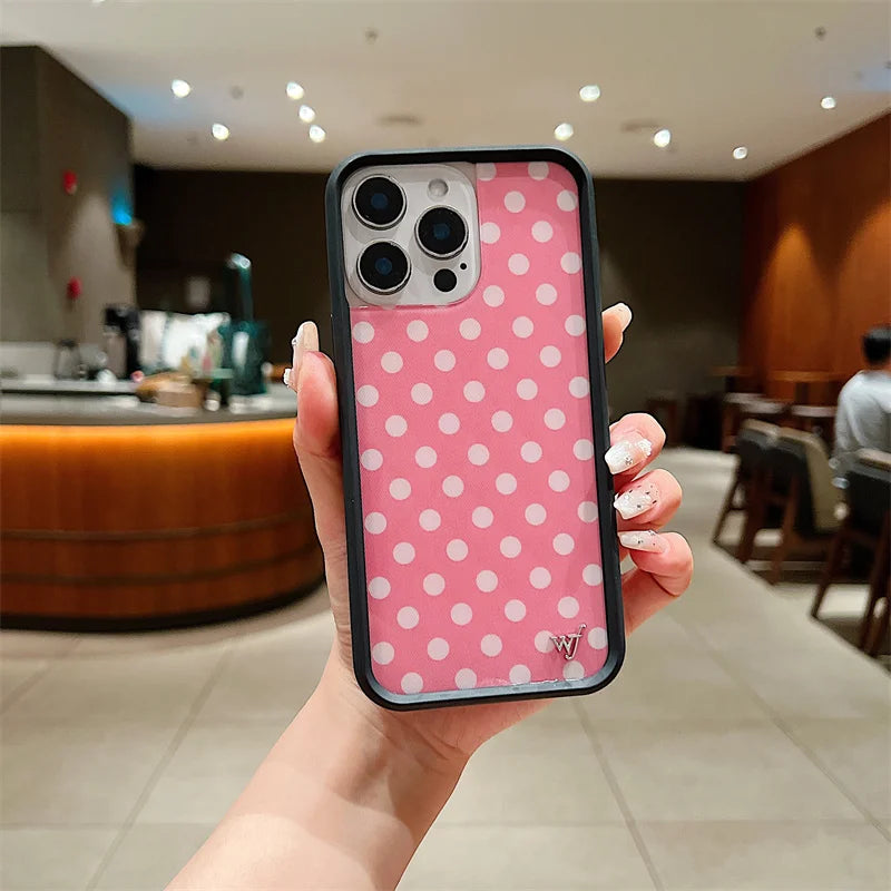 Wildflower Pink Polka Dot Cross Girl Phone Case For iPhone
