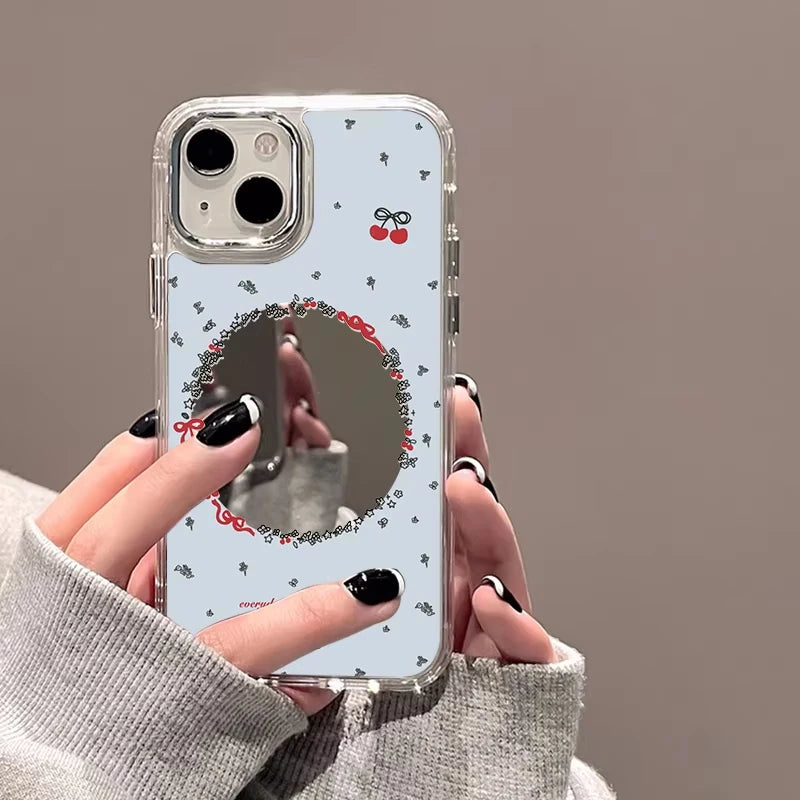 Cute Cherry Mirror Phone Case For iPhone