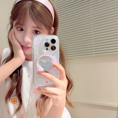 Cute Love Heart Magnetic Stand Phone Case