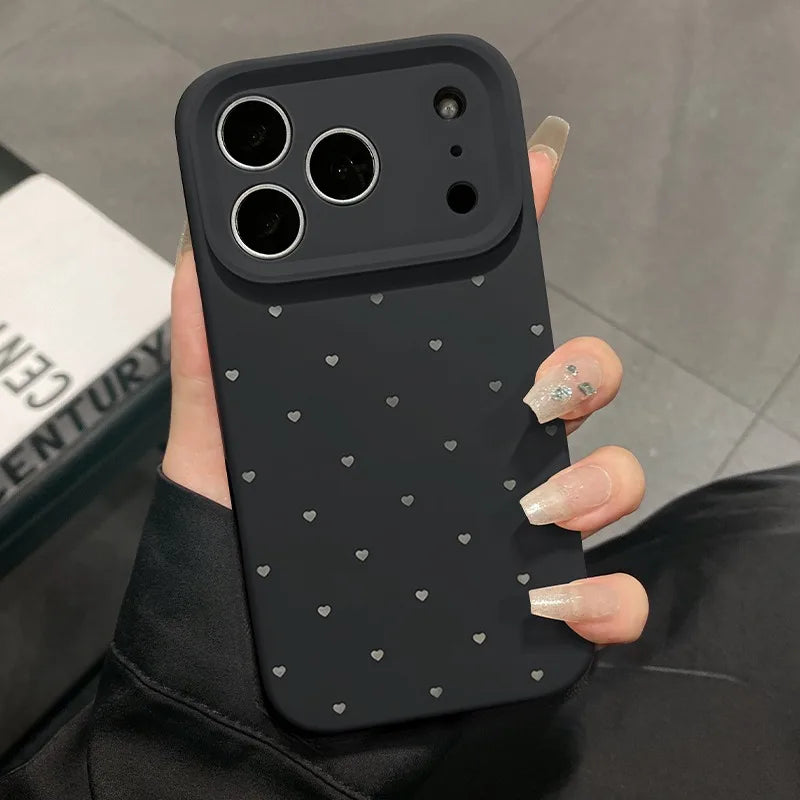 Cute Love Heart Candy Color Matte Soft Silicone iPhone Case