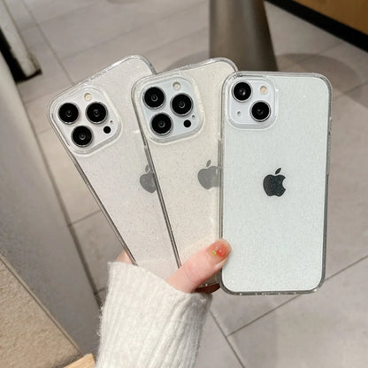 Pink Glitter Bling Clear Soft Case For IPhone