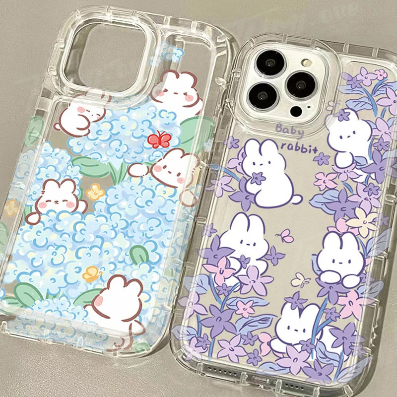 Cute Rabbit Colorful Flower Phone Case