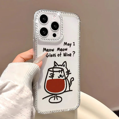 Bling Glitter Cute Cat Phone Case For iPhone