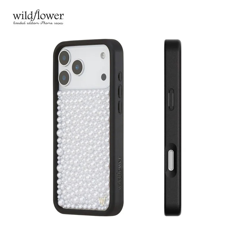 Wildflower White Pearl Shiny Phone Case For iPhone