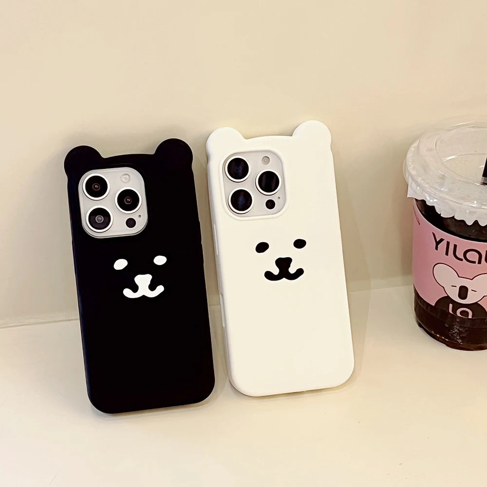 Funny 3D Cartoon Nagano Bear Phone Case Soft Silicone Cover For iPhone