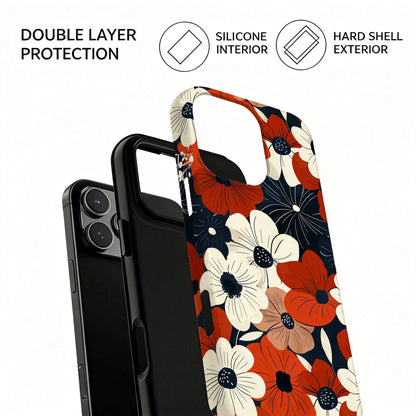 Flower For Magsafe Wireless Charge Phone Case For iPhone Double Layer Cover
