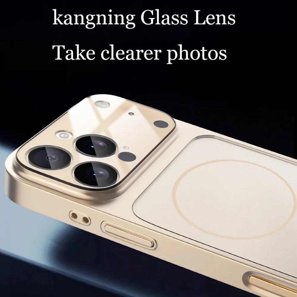 Original Glass Nano Matte Case For iPhone Magnetic For Magsafe Wireless Charging Armor Funda