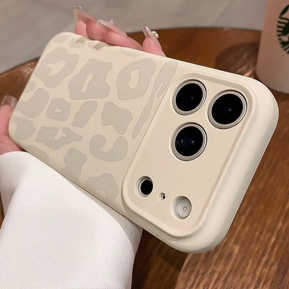 Leopard Liquid Silicone Camera Lens Protective Phone Case For iPhone