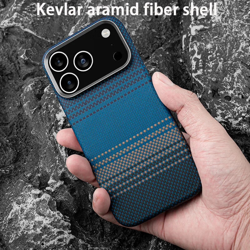 Carbon Fiber Kevlar Aramid Fiber Hard Shell Lightweight Business Black Protective Cover For iPhone