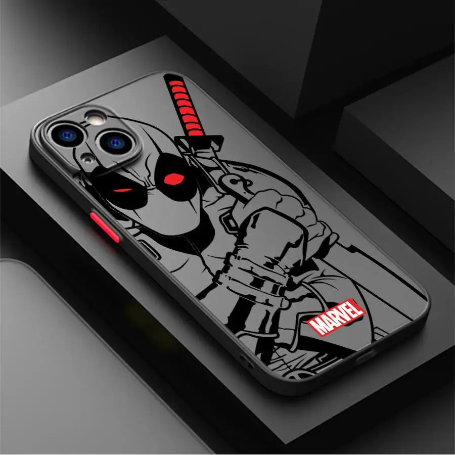 Funda Back Phone Cover Case For iPhone Marvel Spider Man Iron Man