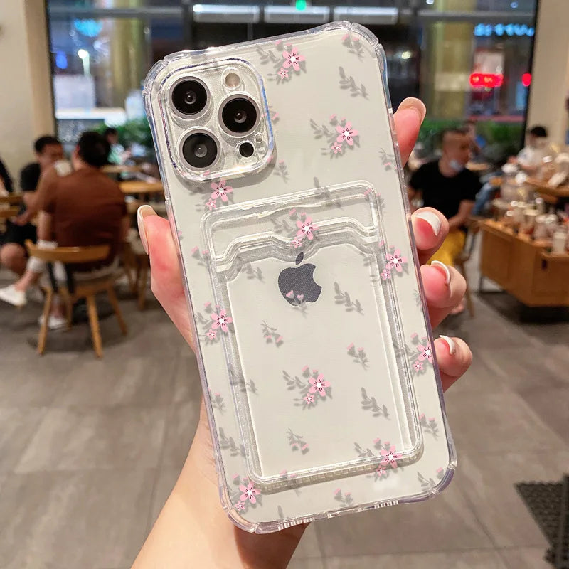Soft Card Slot Bag Holder Phone Case For iPhone