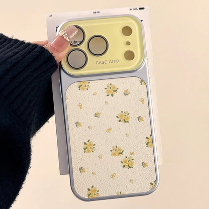 Luxury Ins Flower Large Window Phone Case For iPhone Camera Film Protector Shockproof Ultra Slim Cover