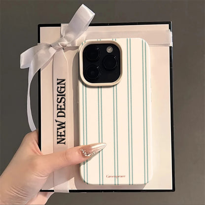 Green Stripe Print Summer Phone Case For iPhone Shockproof Soft Bumper Cover