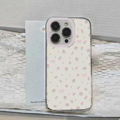 Transparent Pink Little Flowers Soft Case For iPhone