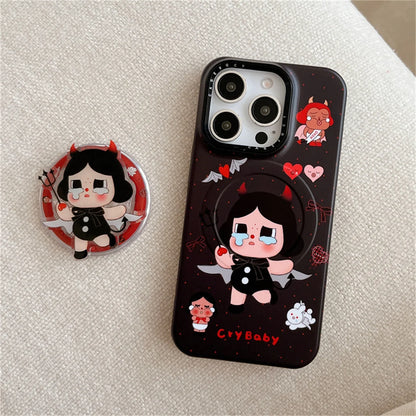 Fashion Cute Black Cry Girl Magnetic Phone Case For iPhone