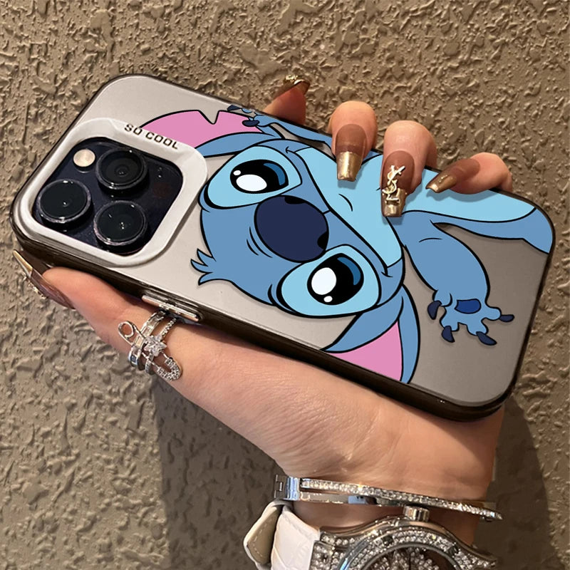 Cartoon Stitch Couple Case for iPhone Series – Hard Shockproof Bumper