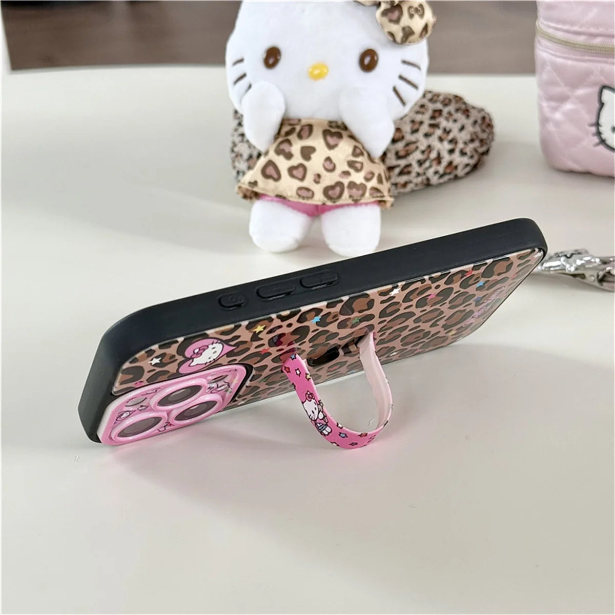 Fashion Brown Leopard Print Phone Case For iPhone Protective Cover With Ring Cute Kitty Case