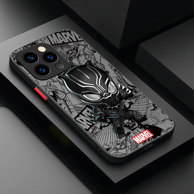 Cute Marvel Spider Man Iron Man Matte Phone Case For iPhone