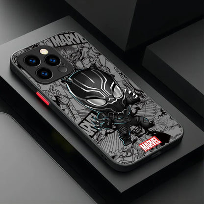 Cute Marvel Spider Man Iron Man Matte Phone Case For iPhone