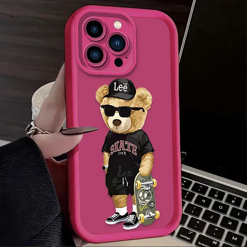 Fashion Luxury Bear Phone Case For iPhone – Soft Silicone Cover