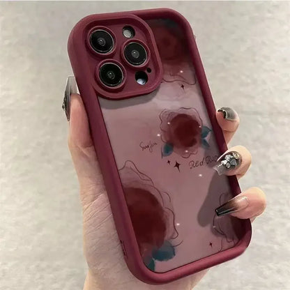 Case For iPhone Soft Flower Matte Shockproof Fashion Silicone Capa Funda
