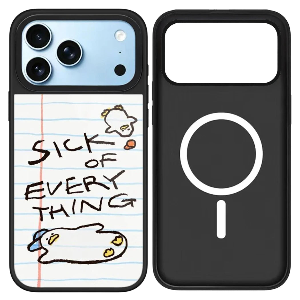 Cute Lazy Duck Mirror Surface Magnetic Phone Case Cover For iPhone