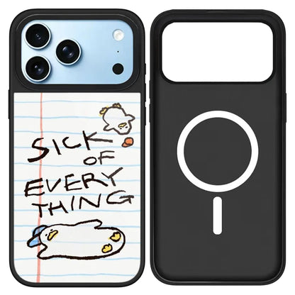 Cute Lazy Duck Mirror Surface Magnetic Phone Case Cover For iPhone