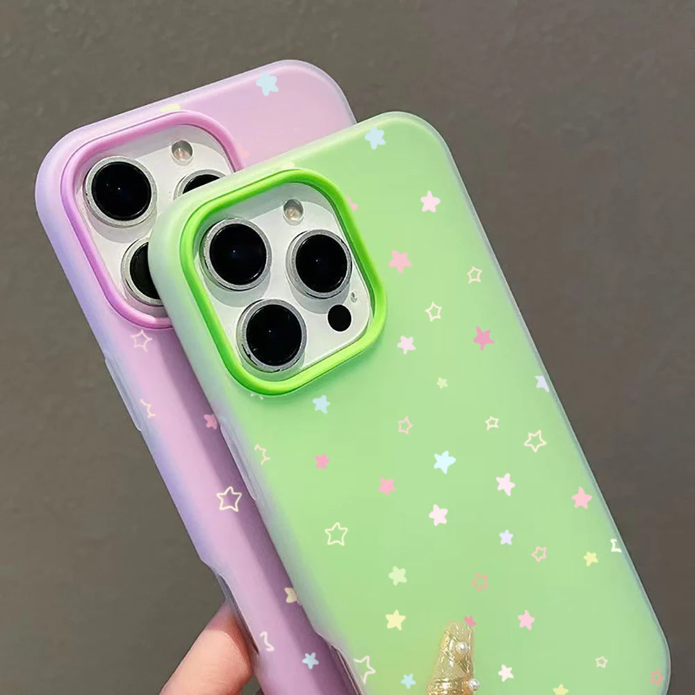 Cute Pastel Color Colorful Star Pattern Phone Case For iPhone