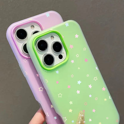 Cute Pastel Color Colorful Star Pattern Phone Case For iPhone