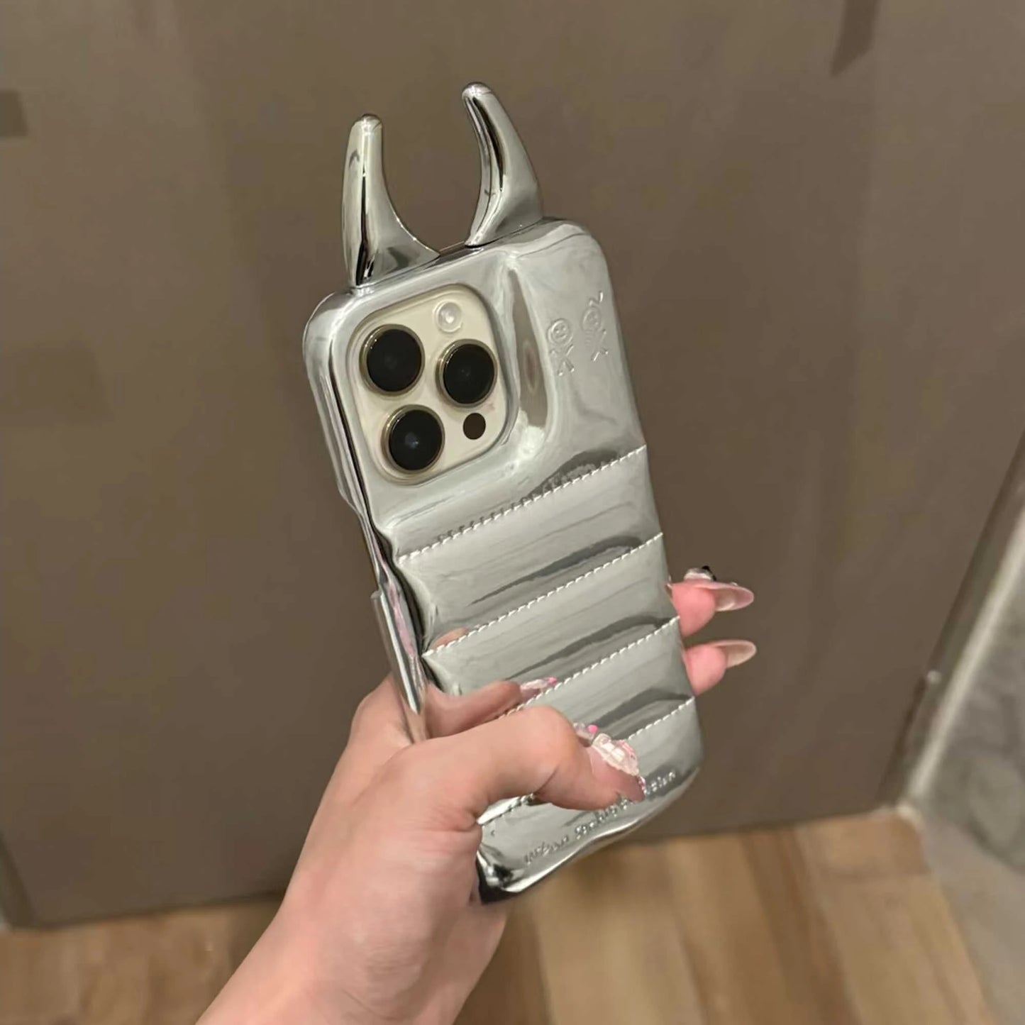 Soft Cute Patent Leather Down Phone Case