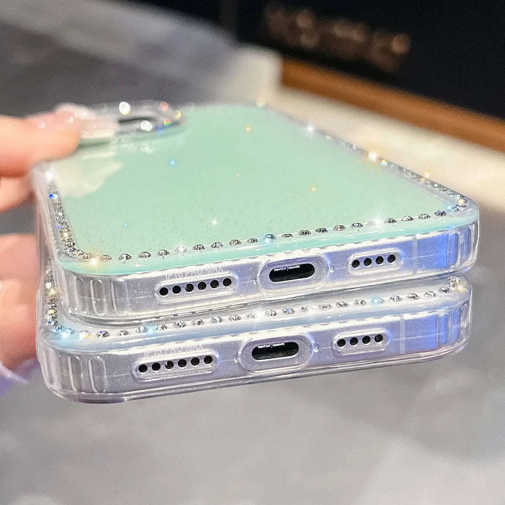 Bling Glitter Clear Phone Case For iPhone Shockproof Silicone Soft Cover Funda