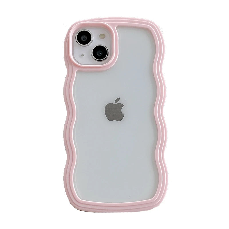 Cute Transparent Curly Wave Bumper Phone Case